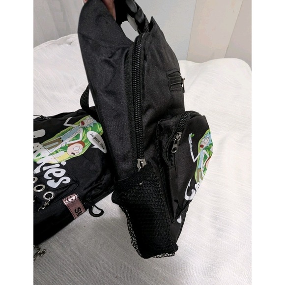 NEW Rick and Morty Cookies Backpack Set 3pc Mini Backpack Pencil Case Black - Picture 4 of 5